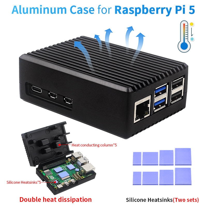 Argon One V3 M.2 Nvme Case - Raspberry Pi 5-behuizing van aluminiumlegering Metalen