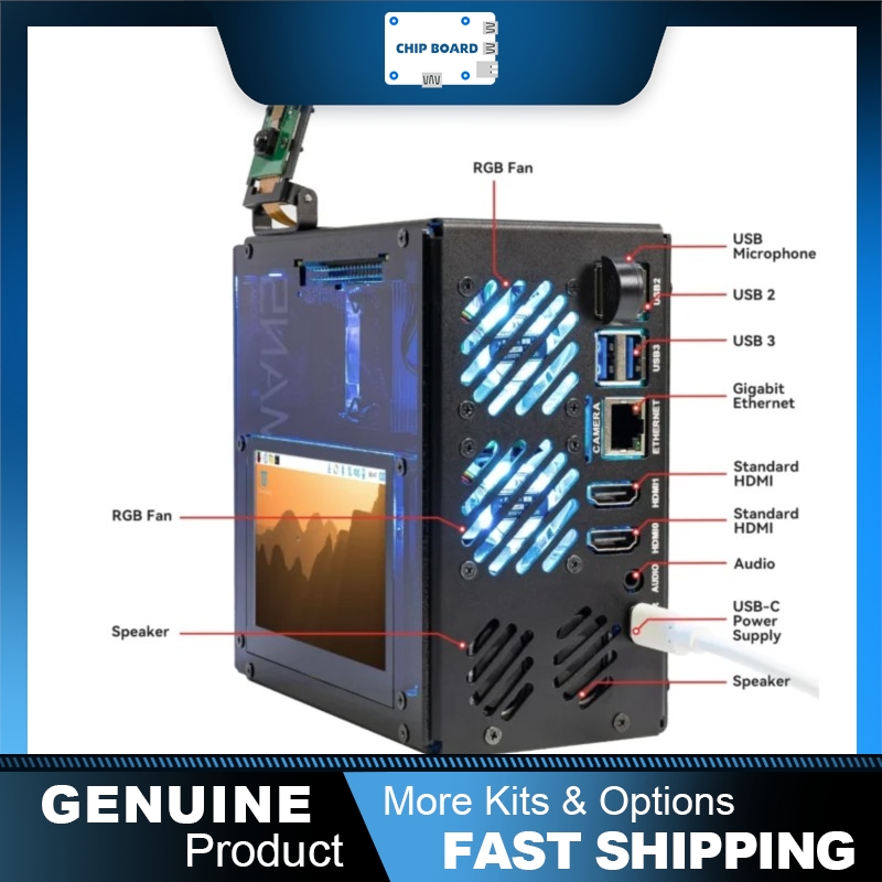 Raspberry Pi 5 8Gb Board - Pironman 5 Pro Max Case voor